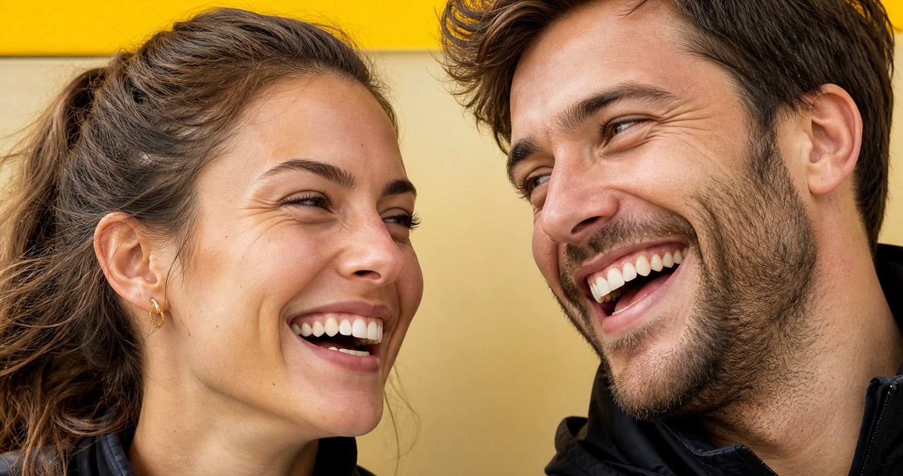 Two colleagues laughing together